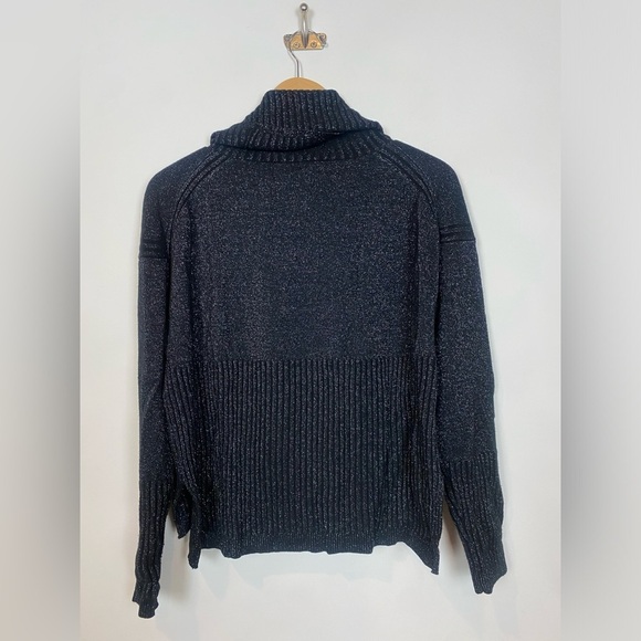 Derek Lam 10 Crosby Bond Merino Wool Cashmere Metallic Turtleneck Black … - Picture 2 of 9